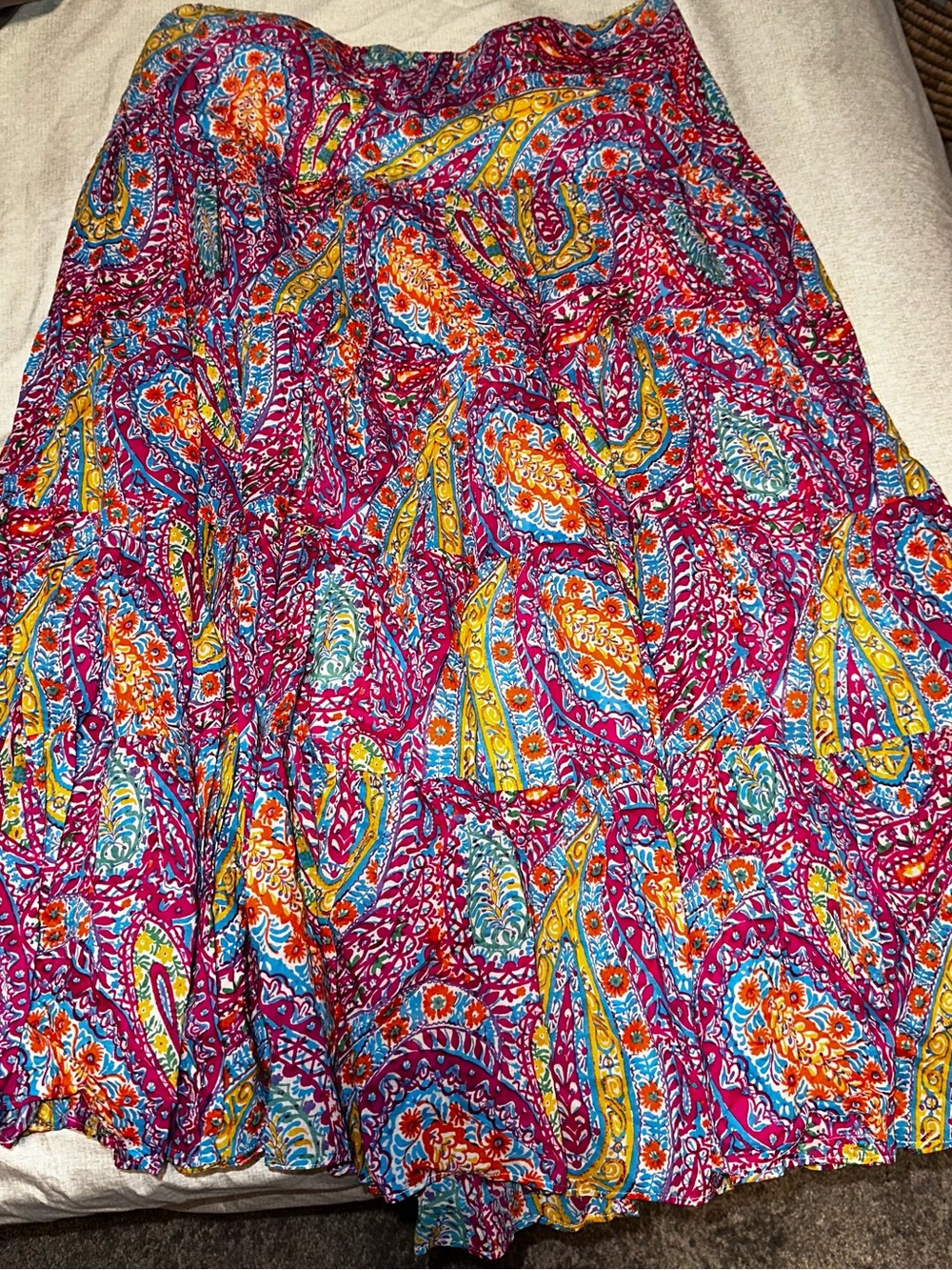 Lauren Ralph Lauren Fuchsia Paisley Tiered Skirt